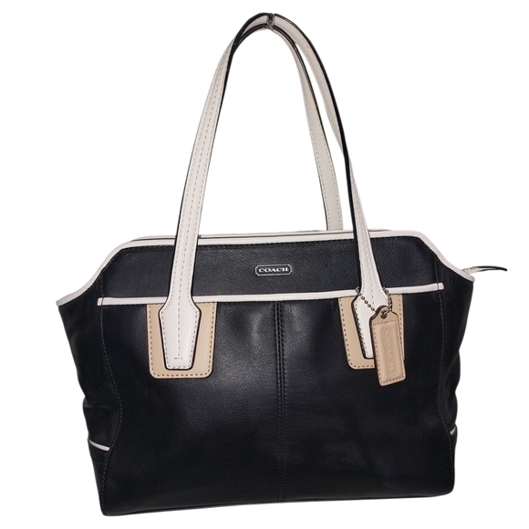 Coach Handbags - 👜 Coach Black and Cream Classic Tote Bag